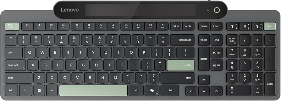 Amazon.com: Lenovo 800 Self-Charging Bluetooth Keyboard, Uses Ambient Light for Charging, Bluetooth 5.1, Supports 3 Devices, Battery Free, Wireless, Grey : Electronics